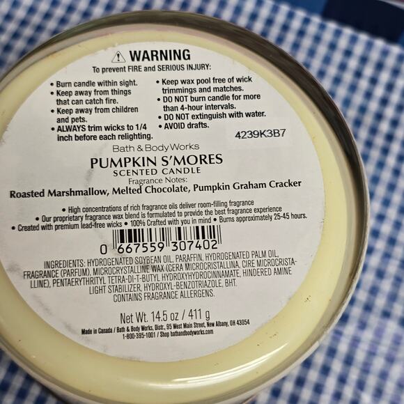 BBW Pumpkin S'mores Large 3 Wick Candle Holiday Home Fragrance Decor Smores - Picture 2 of 2